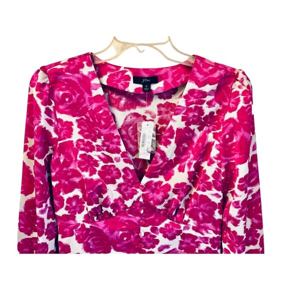 New! J.Crew Size 0 Pink Floral V-Neck Top Blouse - Picture 4 of 12